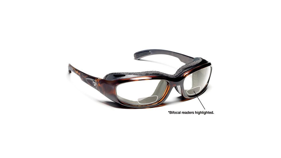 7 Eye Churada AirShield Sunglasses,Dark Tortoise Frame,SharpView Clear +1.50 Reader Lens,S-M 160640B