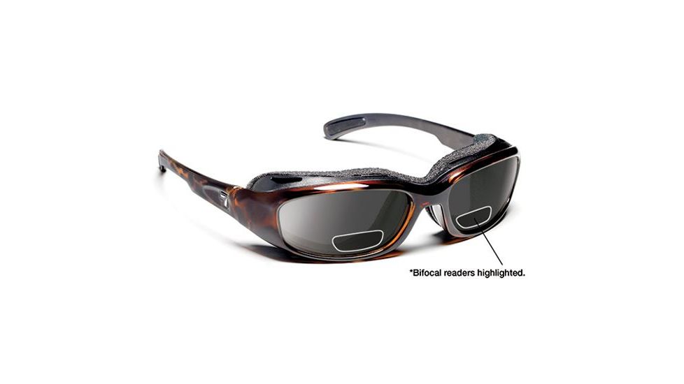 7 Eye Churada AirShield Sunglasses,Dark Tortoise Frame,SharpView Gray +2.50 Reader Lens,S-M 160641F