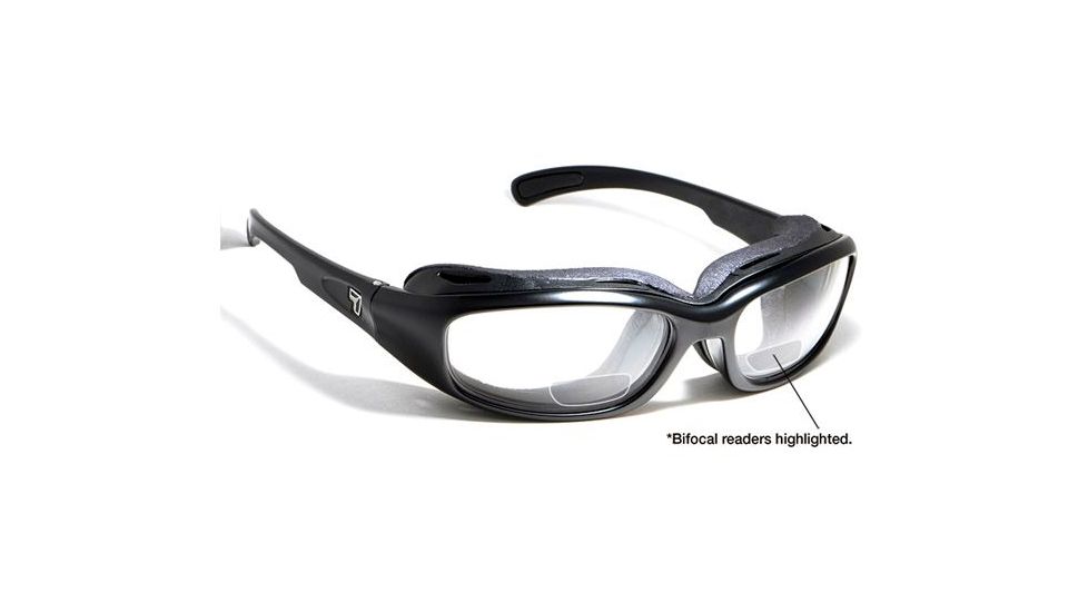 7 Eye Churada AirShield Sunglasses,Matte Black Frame,SharpView Clear +2.00 Reader Lens,S-M 160140D