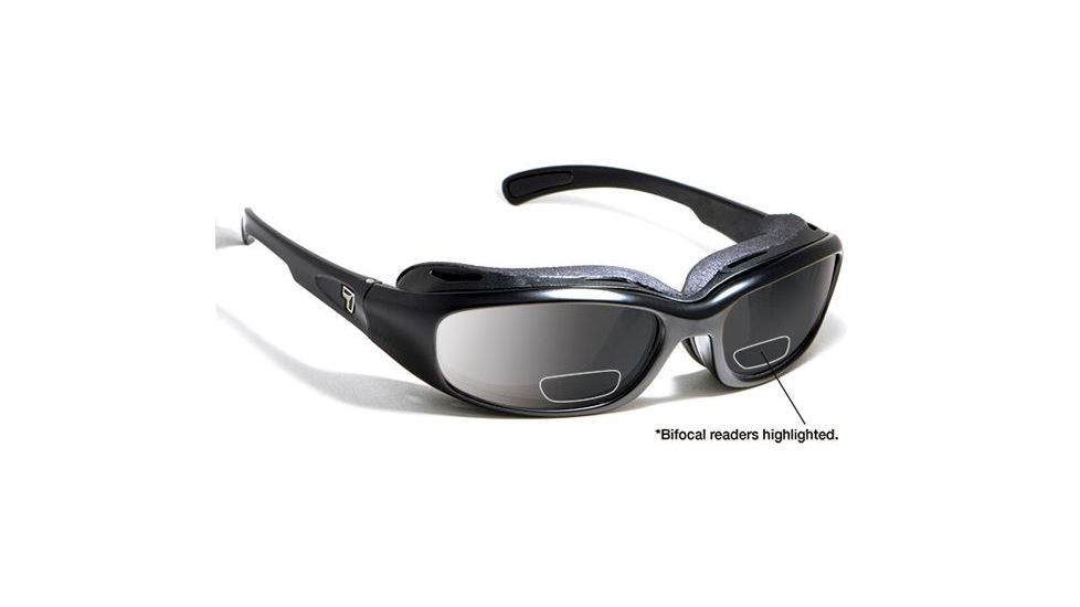 7 Eye Churada AirShield Sunglasses,Matte Black Frame,SharpView Gray +2.00 Reader Lens,S-M 160141D