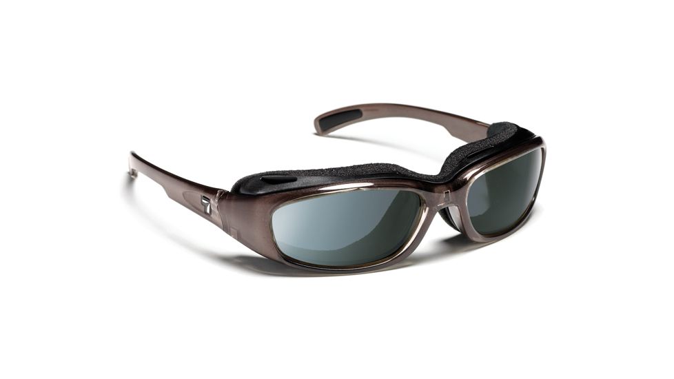 7 Eye Churada Sunglasses, Brown Crystal Frame, 24 - 7 Eclypse Gray Lens 164417