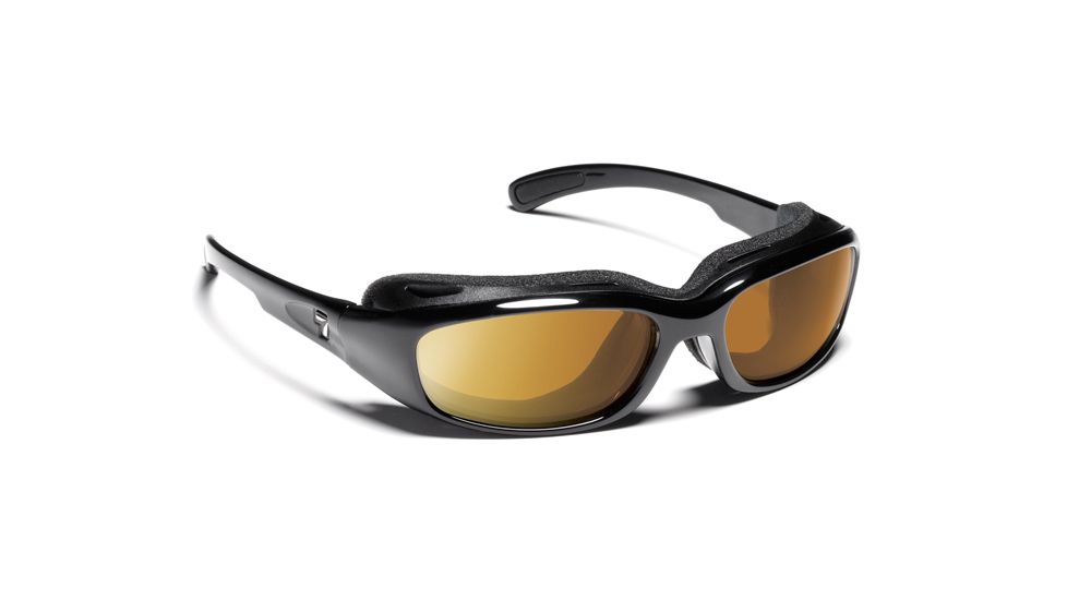USED 7 Eye Churada Sunglasses, Glossy Black Frame, Sharp View Copper 160642, EDEMO1