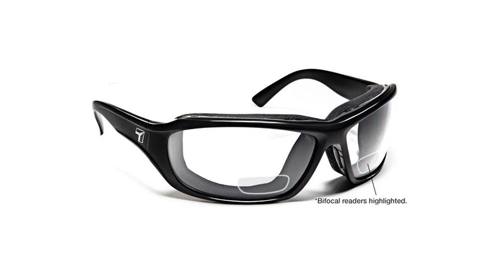 7 Eye Derby/ SharpView Clear +1.50 Reader Sunglasses, Glossy Black Frame, M-XL 240540B