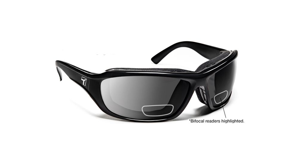 7 Eye Derby/ SharpView Gray +1.50 Reader Sunglasses, Glossy Black Frame, M-XL 240541B