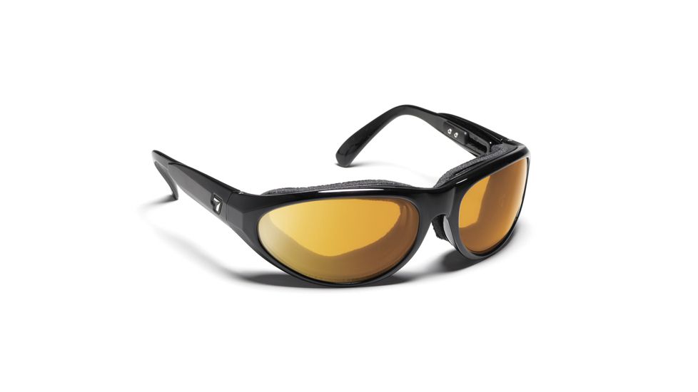 7 Eye Diablo AirShield Sunglasses,Glossy Black Frame,SharpView Yellow Lens,M-L 170543