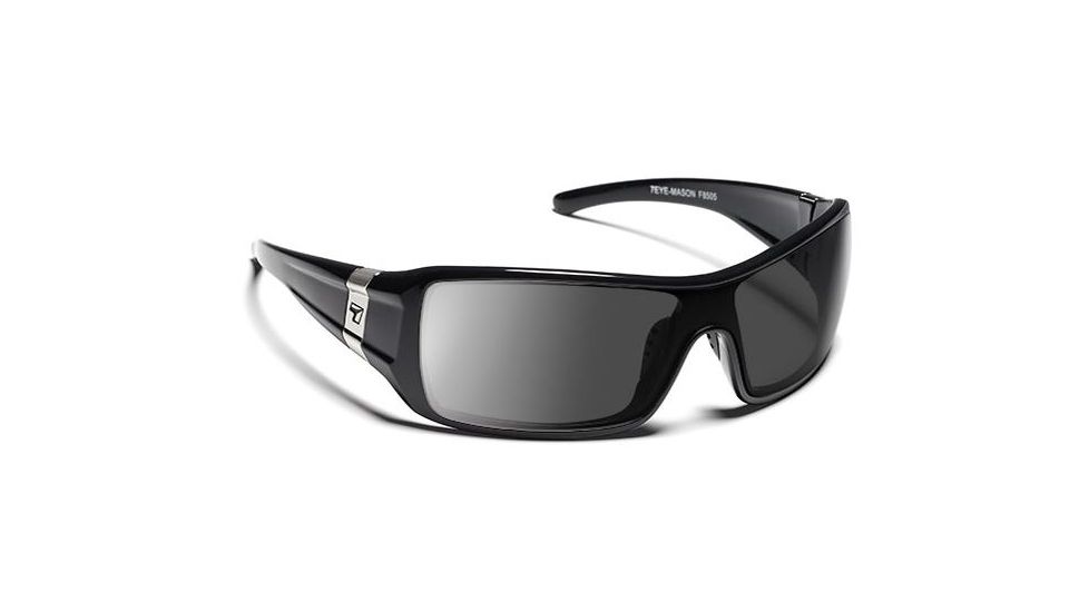 7 Eye Mason Sunglasses, Glossy Black Frame, SharpView Polarized Gray PC Lens 850553
