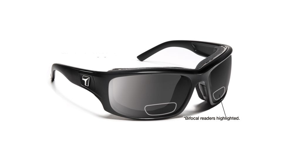 7 Eye Panhead/ SharpView Gray +1.50 Reader Sunglasses, Glossy Black Frame, M-XL 260541B