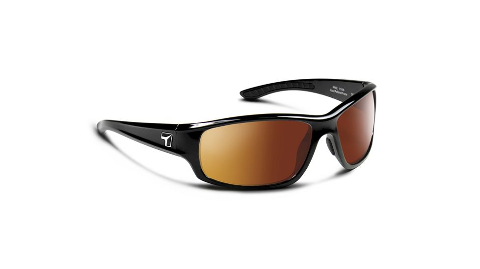 7 Eye Signature Series Rake Sunglasses,SharpView Copper Lens,Glossy Black Frame,M-XL, 910542