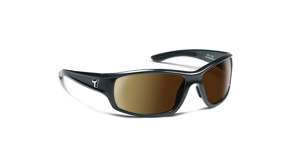 7 Eye Signature Series Rake Sunglasses,SharpView Polarized Copper Lens,Charcoal Frame,M-XL 910354