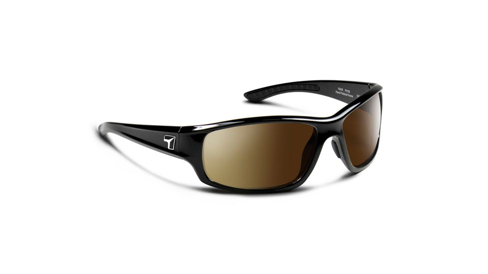7 Eye Signature Series Rake Sunglasses,SharpView Polarized Copper Lens,Glossy Black Frame,M-XL 910554