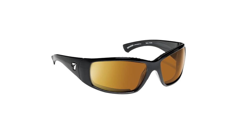 7 Eye Taku Full Wrap Sunglasses Glossy Black Frame Re Act Nxt Copper Lens 570521