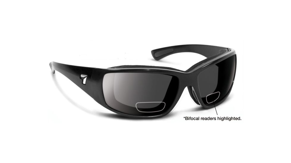 7 Eye Taku Plus/ SharpView Gray +2.50 Reader Sunglasses, Glossy Black Frame, S-L 270541F