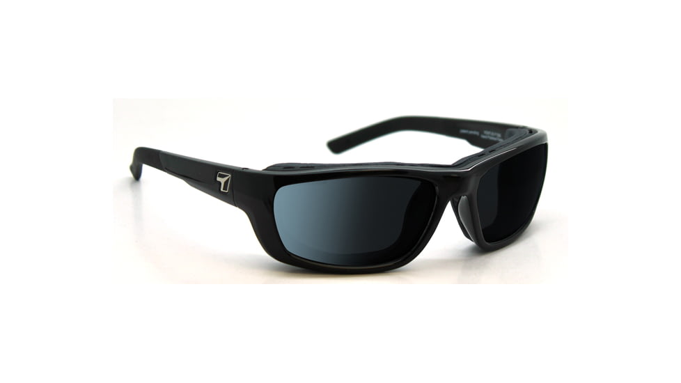 7 Eye Ventus AirShield Sunglasses,Glossy Black Frame,SharpView Polarized Gray Lens,S-M 130553