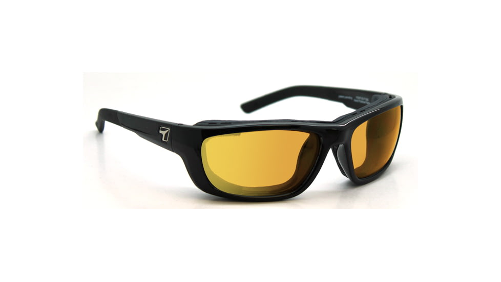 7 Eye Ventus AirShield Sunglasses,Glossy Black Frame,SharpView Yellow Lens,S-M 130543