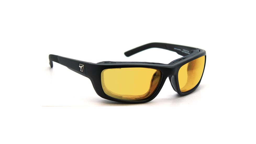 7 Eye Ventus AirShield Sunglasses,Matte Black Frame,SharpView Yellow Lens,S-M 130143