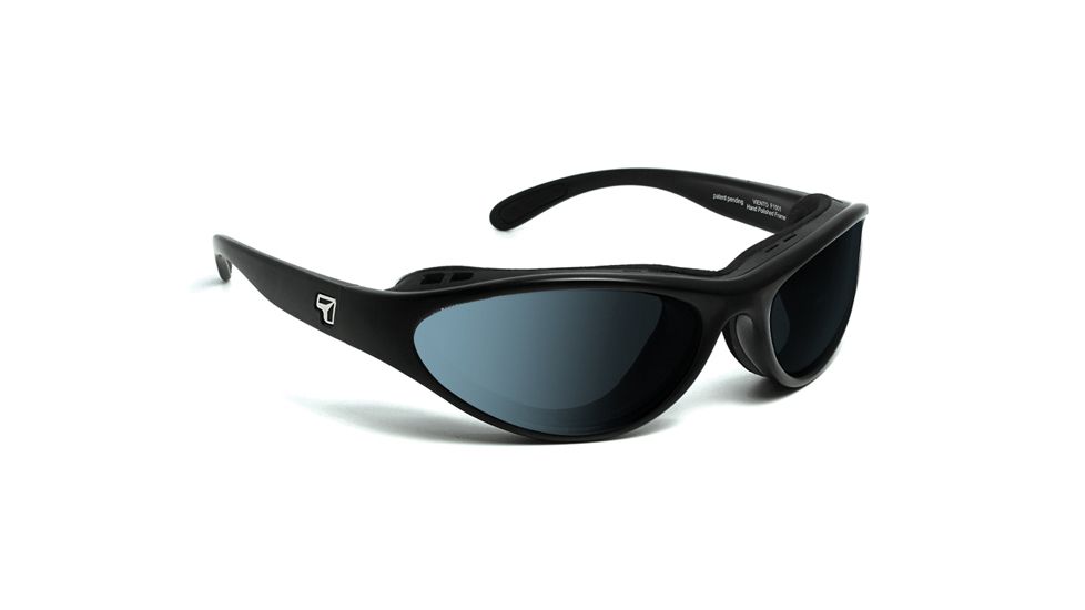 7 Eye Viento AirShield Sunglasses,Matte Black Frame,SharpView Polarized Gray Lens,S-M 150153
