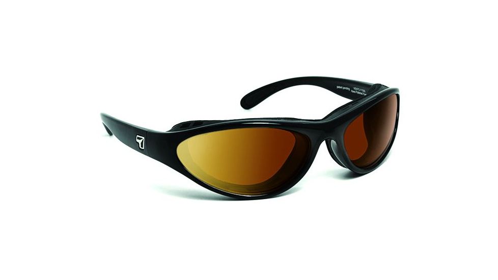 7 Eye Viento AirShield Sunglasses,Glossy Black Frame,SharpView Copper Lens,S-M 150542