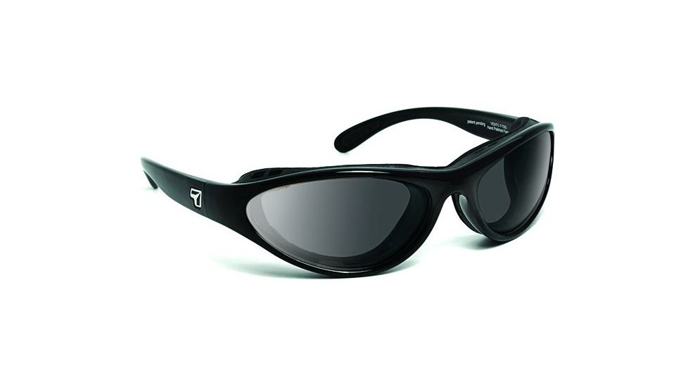 7 Eye Viento AirShield Sunglasses,Glossy Black Frame,SharpVIew Gray Lens,S-M 150541