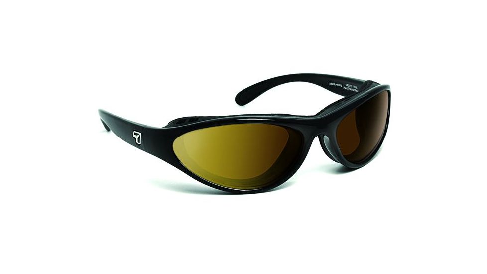 7 Eye Viento AirShield Sunglasses,Glossy Black Frame,SharpView Polarized Copper Lens,S-M 150554