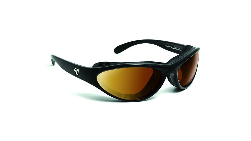 7 Eye Viento AirShield Sunglasses,Matte Black Frame,SharpView Copper Lens,S-M 150142