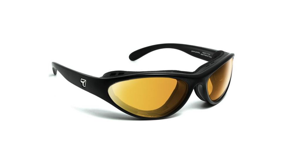 7 Eye Viento AirShield Sunglasses,Matte Black Frame,SharpView Yellow Lens,S-M 150143