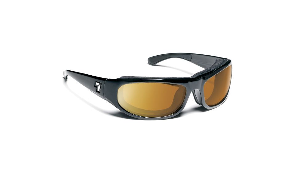 7 Eye Whirlwind Sunglasses, Glossy Black Frame, Sharp View Copper Lens 123741