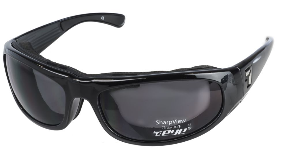 7 Eye Whirlwind Sunglasses, Glossy Black Frame, SharpView Gray Lens 120541
