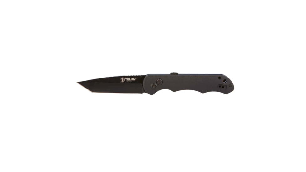 Telum Tactical Aftershock Automatic Folding Knife, 3.5 in, D2 Steel, Tanto Blade, G10, Black Handle, TT3062