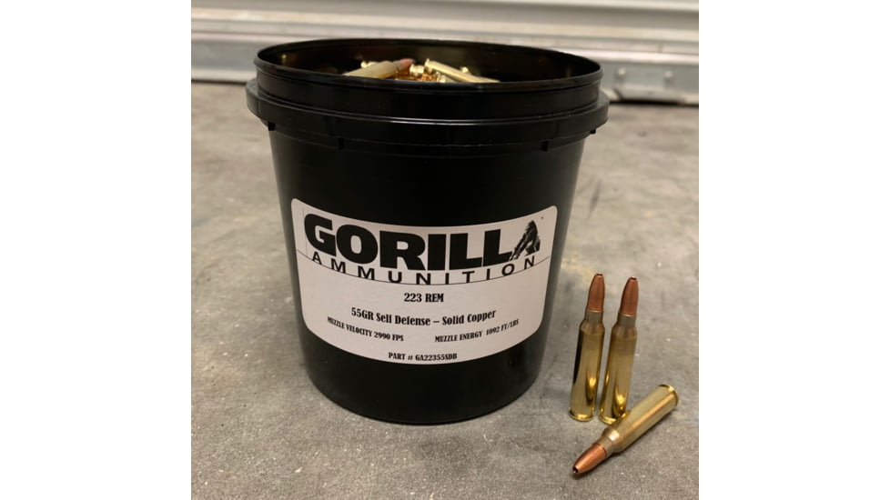 Gorilla Ammunition .223 Remington 55 Grain Self Defense Rifle Ammo, 150 Rounds, Copper, 150 Rounds, gpf-25304