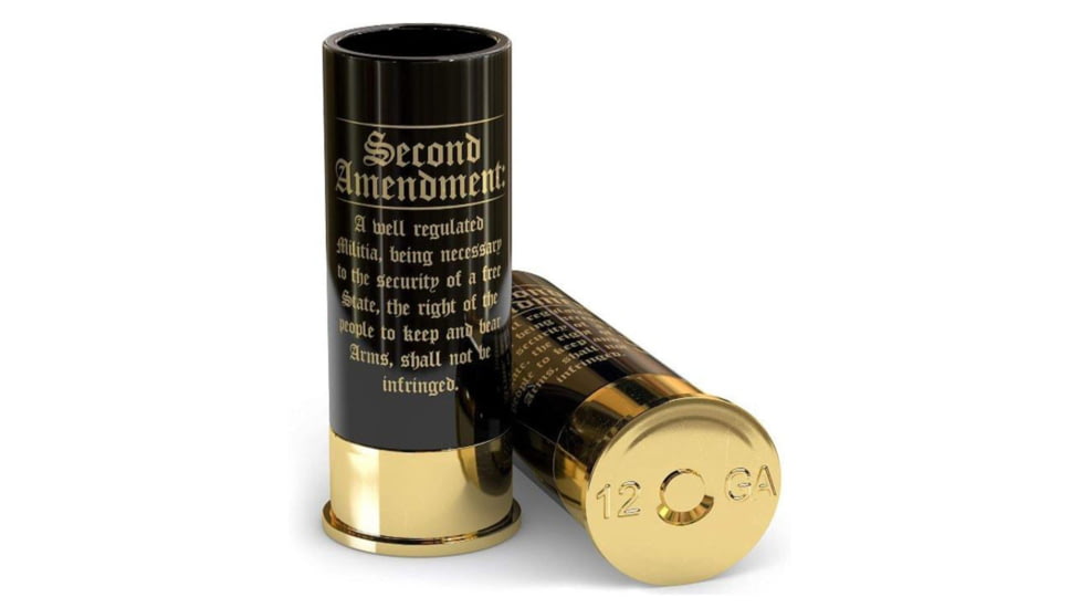 Old Southern Brass 12 Gauge Shot Glasses Set of 4, 2nd Amendment, Black/Gold, 2 oz, OSB-12GSG-2ND