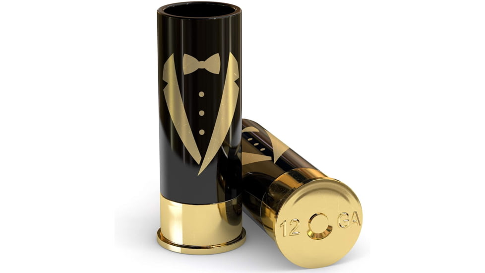 Old Southern Brass 12 Gauge Shot Glasses Set of 4 - Groomsmen Tuxedo 0738B546, OSB-12GSG-TUX