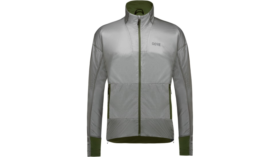 GOREWEAR Drive WINDSTOPPERR Running Jacket Mens in Lab Gray/Utility Green Large Slim fit Windproof B17E7CE8, 100843-BFBH-XL