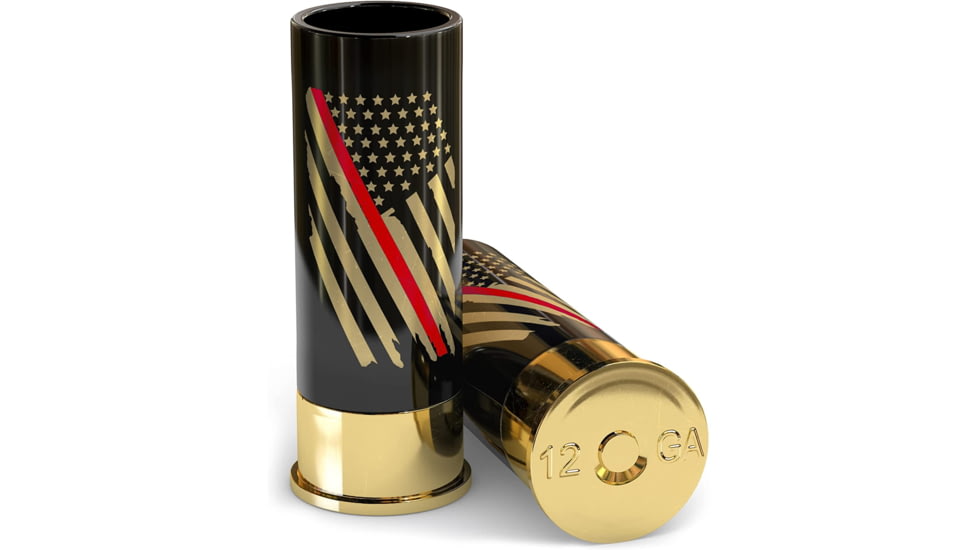 Old Southern Brass 12 Gauge Shot Glasses Set of 4 - Thin Red Line Fire Fighter Flag 0885BF04, OSB-12GSG-TRL