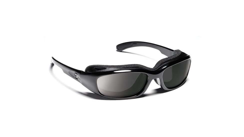 7 Eye 7eye Air Shield Sunglasses Churada, Sharp View Clear PC Lens, Glossy Black Frame, M-L , Men 160540