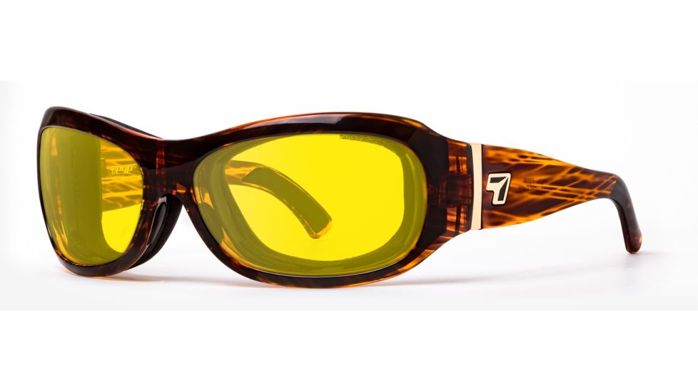 7Eye by Panoptix Briza Women's RX Ready Sunglasses, Sunset Tortoise Frame, SharpView Solar Yellow Lens, M-L, 310643