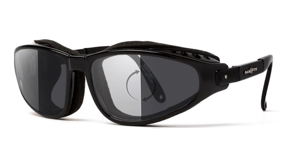7Eye by Panoptix Mens AirShield Raptor FX Sunglasses, RX Ready, Glossy Black Frame, Photochromic Day/Night Eclypse Lens, S-L 110517