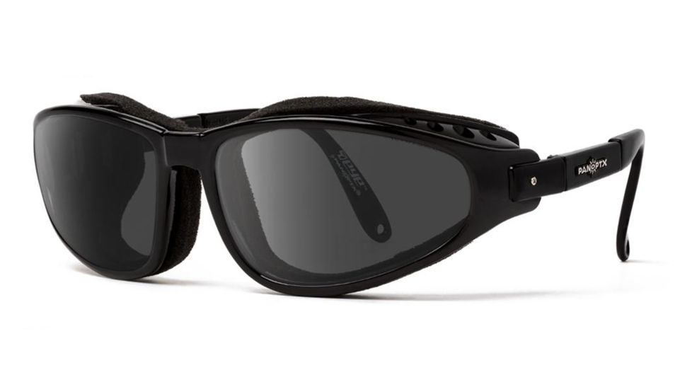 7Eye by Panoptix Mens AirShield Raptor FX Sunglasses, RX Ready, Glossy Black Frame, SharpView Gray Lens, S-L 110541