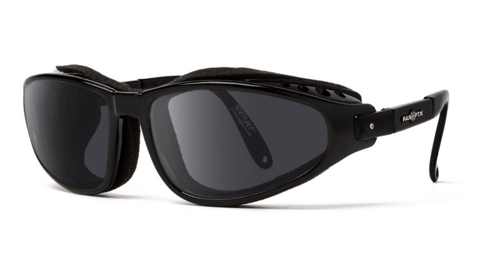 7Eye by Panoptix Mens AirShield Raptor FX Sunglasses, RX Ready, Glossy Black Frame, SharpView Polarized Gray Lens, S-L 110553