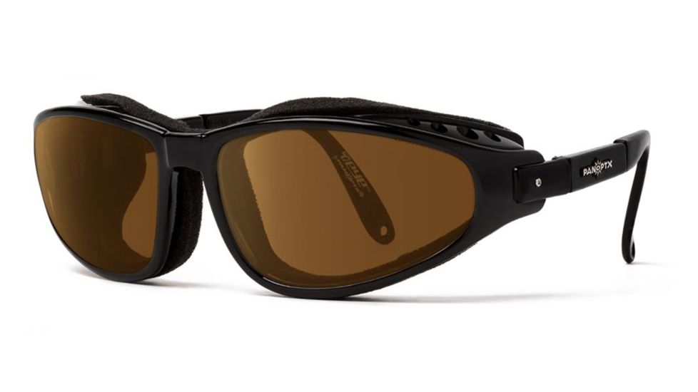 7Eye by Panoptix Mens AirShield Raptor FX Sunglasses, RX Ready, Glossy Black Frame, SharpView Polarized Copper Lens, S-L 110554
