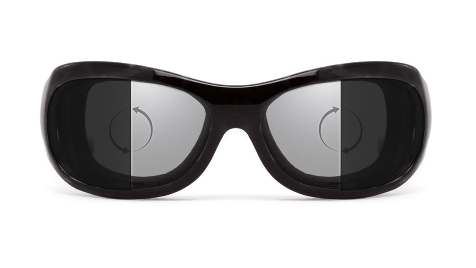 7Eye by Panoptix Womens AirShield Sedona Sunglasses, RX Ready, Black Pearl Frame, Photochromic Day/Night DARKshift Lens, M-L 325016
