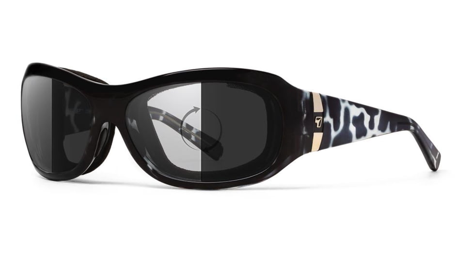7Eye by Panoptix Womens AirShield Sedona Sunglasses, RX Ready, Black Pearl Frame, Photochromic Day/Night DARKshift Lens, M-L 325016