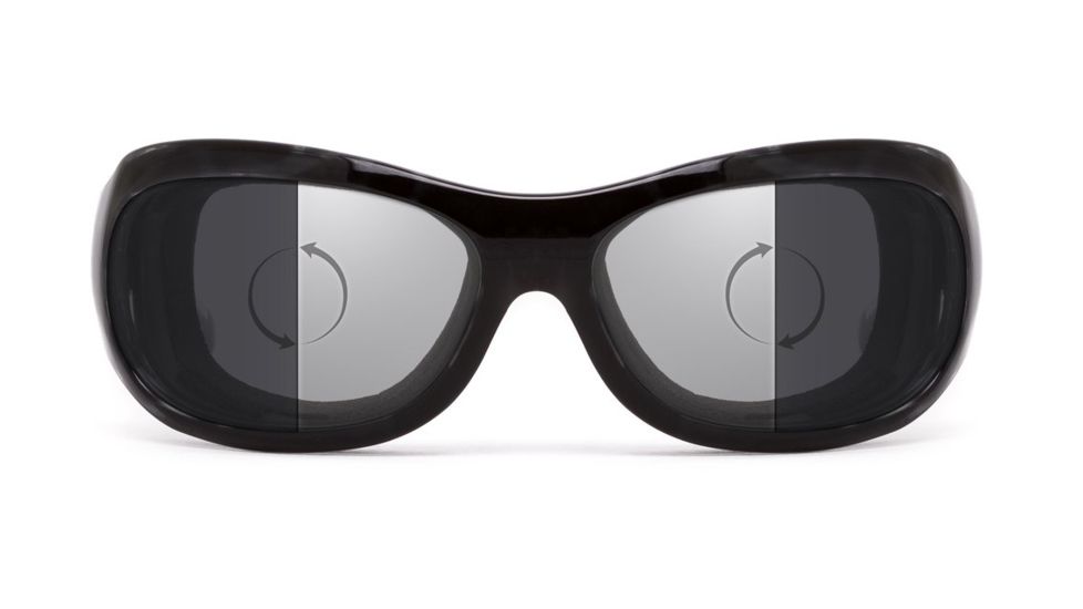 7Eye by Panoptix Womens AirShield Sedona Sunglasses, RX Ready, Black Pearl Frame, Photochromic Day/Night Eclypse Lens, M-L 325017