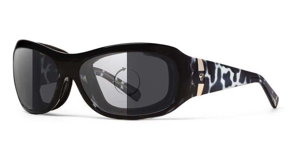 7Eye by Panoptix Womens AirShield Sedona Sunglasses, RX Ready, Black Pearl Frame, Photochromic Day/Night Eclypse Lens, M-L 325017