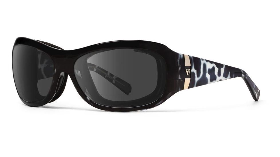 7Eye by Panoptix Womens AirShield Sedona Sunglasses, RX Ready, Black Pearl Frame, SharpView Gray Lens, M-L 325041
