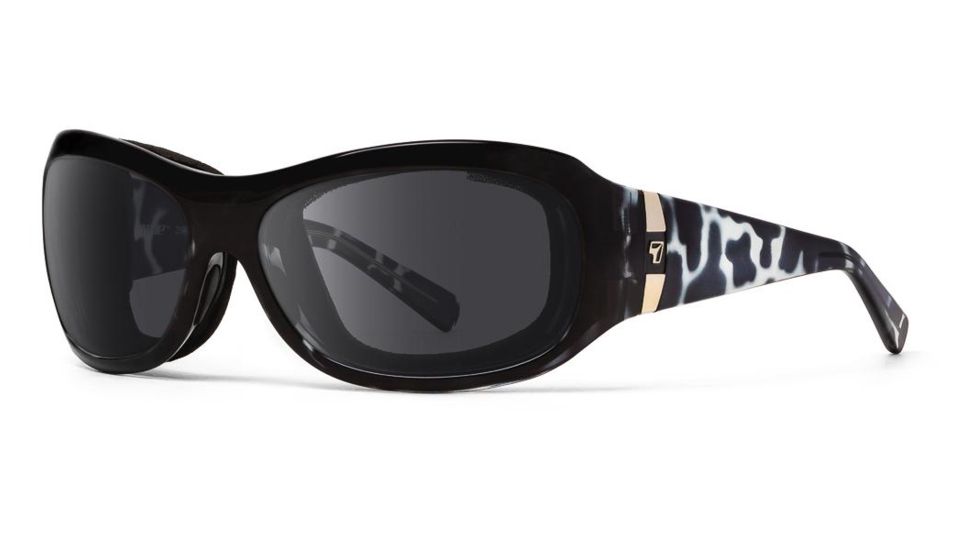 7Eye by Panoptix Womens AirShield Sedona Sunglasses, RX Ready, Black Pearl Frame, SharpView Polarized Gray Lens, M-L 325053