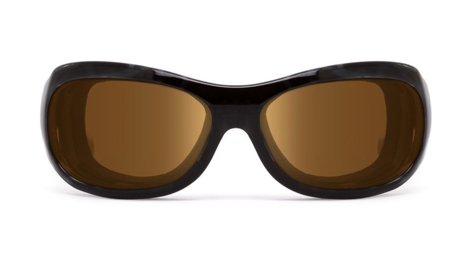 7Eye by Panoptix Womens AirShield Sedona Sunglasses, RX Ready, Black Pearl Frame, SharpView Polarized Copper Lens, M-L 325054