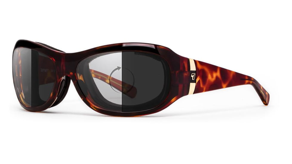 7Eye by Panoptix Womens AirShield Sedona Sunglasses, RX Ready, Light Tortoise Frame, Photochromic Day/Night DARKshift Lens, M-L 326016