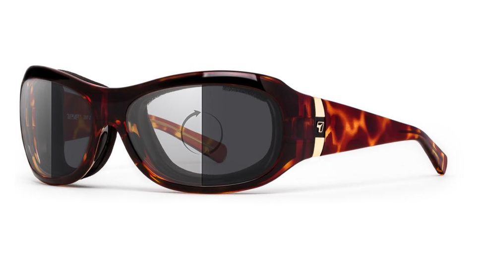 7Eye by Panoptix Womens AirShield Sedona Sunglasses, RX Ready, Light Tortoise Frame, Photochromic Day/Night Eclypse Lens, M-L 326017