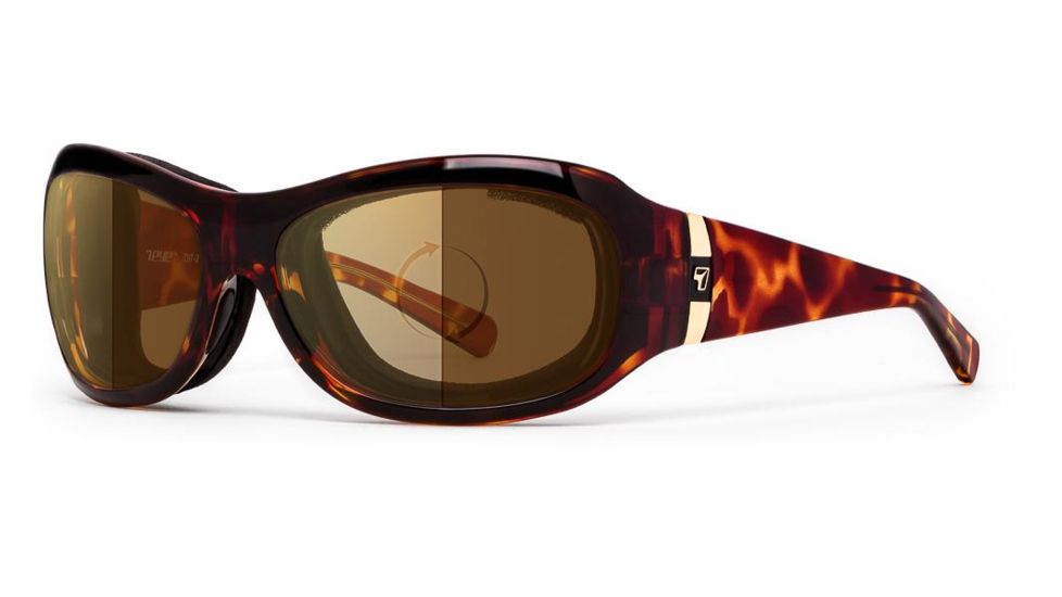 7Eye by Panoptix Womens AirShield Sedona Sunglasses, RX Ready, Light Tortoise Frame, Photochromic Day/Night Contrast Lens, M-L 326027