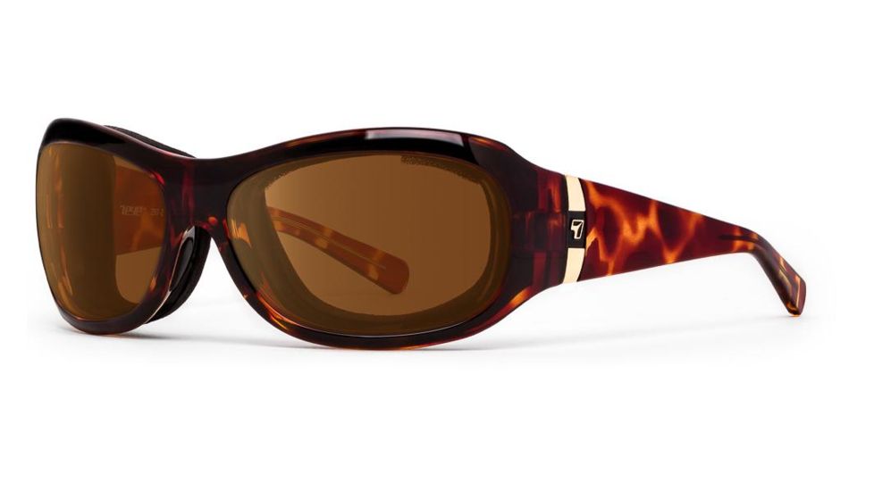 7Eye by Panoptix Womens AirShield Sedona Sunglasses, RX Ready, Light Tortoise Frame, SharpView Copper Lens, M-L 326042